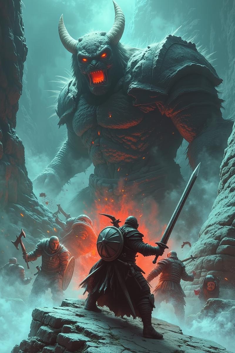 00050-3357504536-Warriors fighting monsters, murmurs from the depths, whispers in the wind, dark cavern, epic battle, dramatic lighting, detailed.png